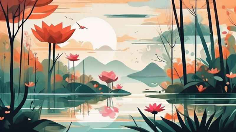 国风水墨山水画简约风格插画 19