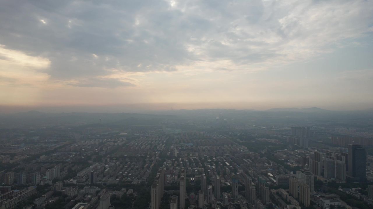 山东淄博城市建设航拍  
