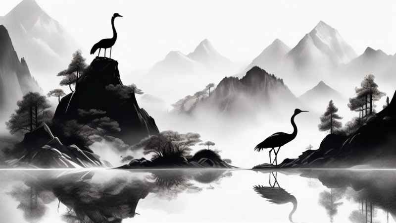 国风鹤山水风景插画 58