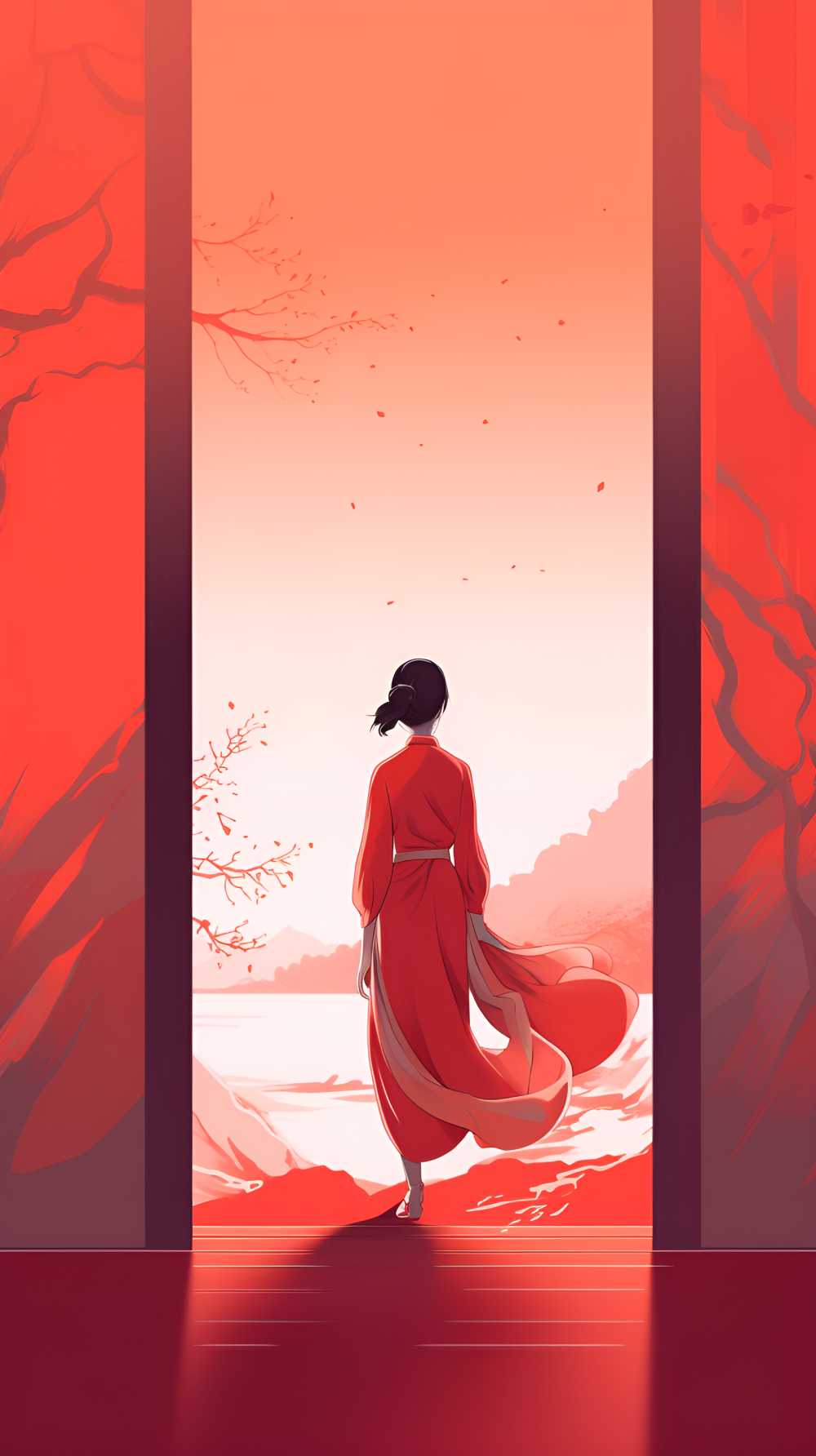 红色唯美背景意境