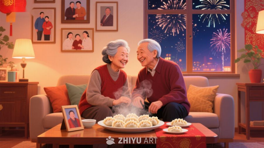 温馨年夜饭，老夫妇共度佳节 913