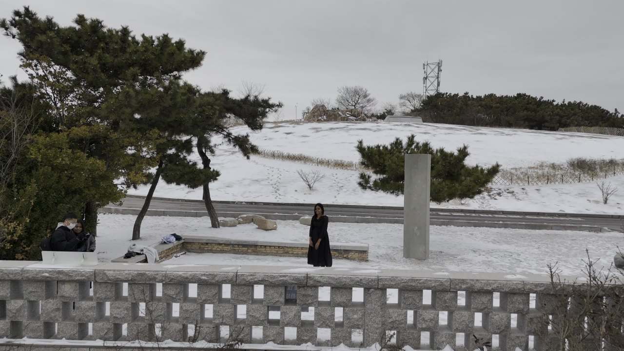 青岛小麦岛海边雪景航拍 20