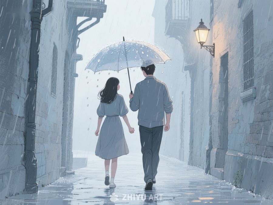 雨中漫步的两人 1067