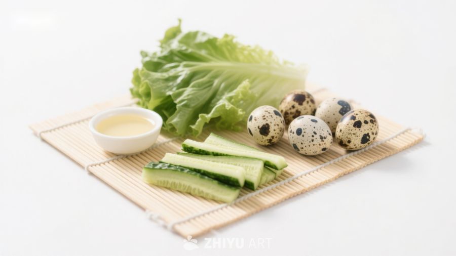蔬菜与鹌鹑蛋摆盘