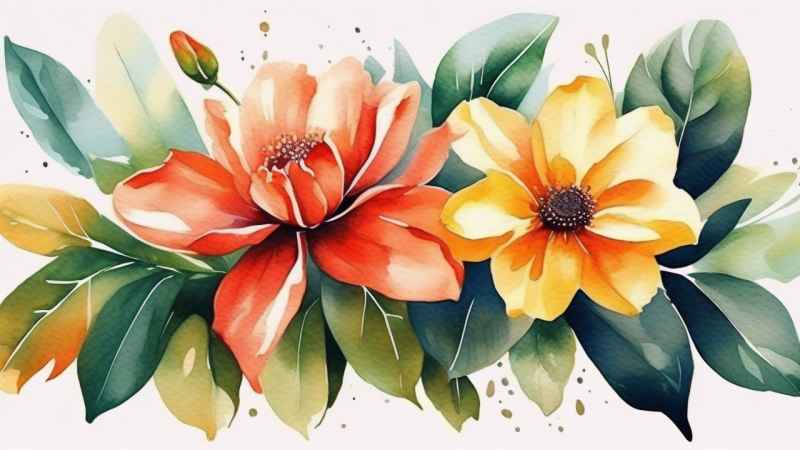 花朵植物插画背景 19