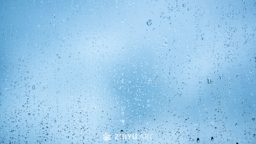 雨滴朦胧蓝