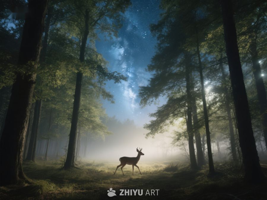 夜幕森林中的鹿 475