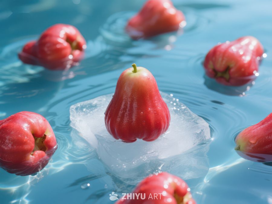 冰块上的新鲜莲雾 6