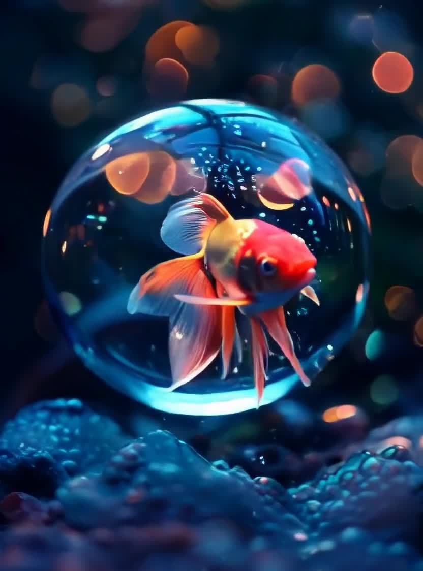 气泡金鱼：梦幻水底光影中的绚烂生命