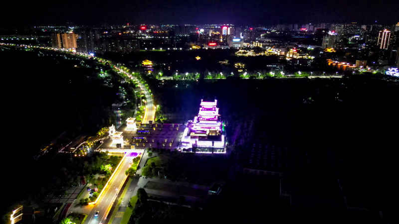 抚州拟岘台夜景灯光航拍江西  