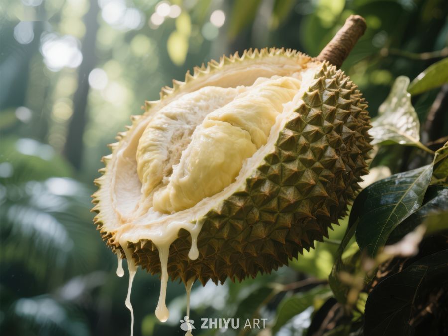 新鲜榴莲果实自然开裂 663