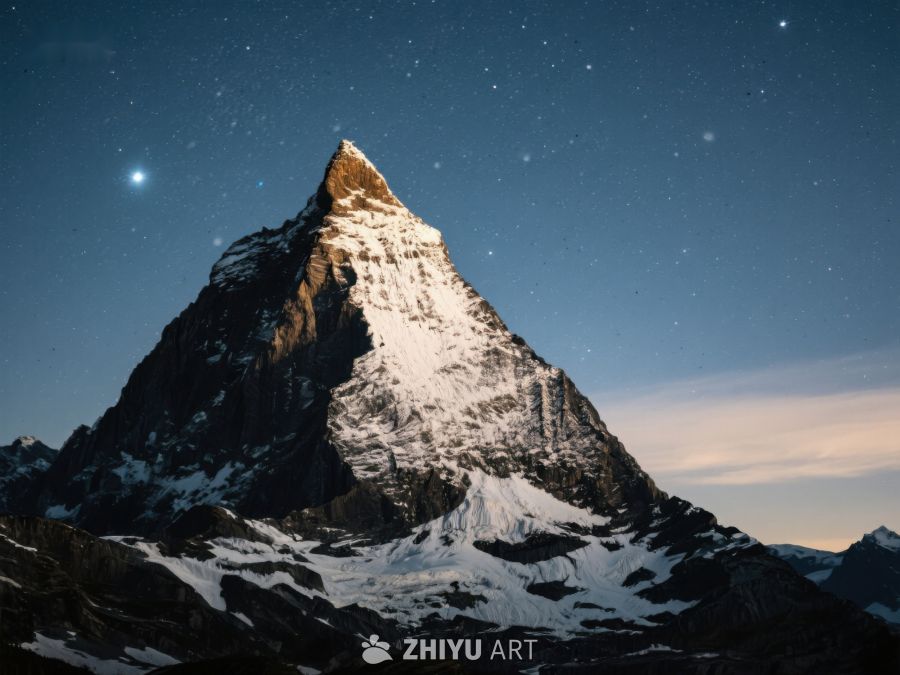 夜空下的雪山峰 389
