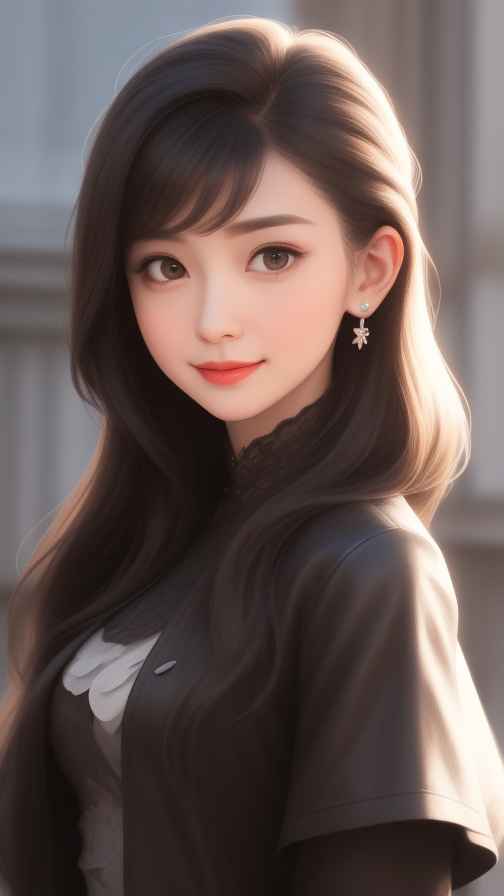 黑色皮衣美女
