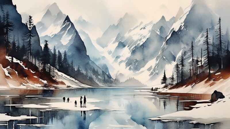 雪山高原冰川插画 19