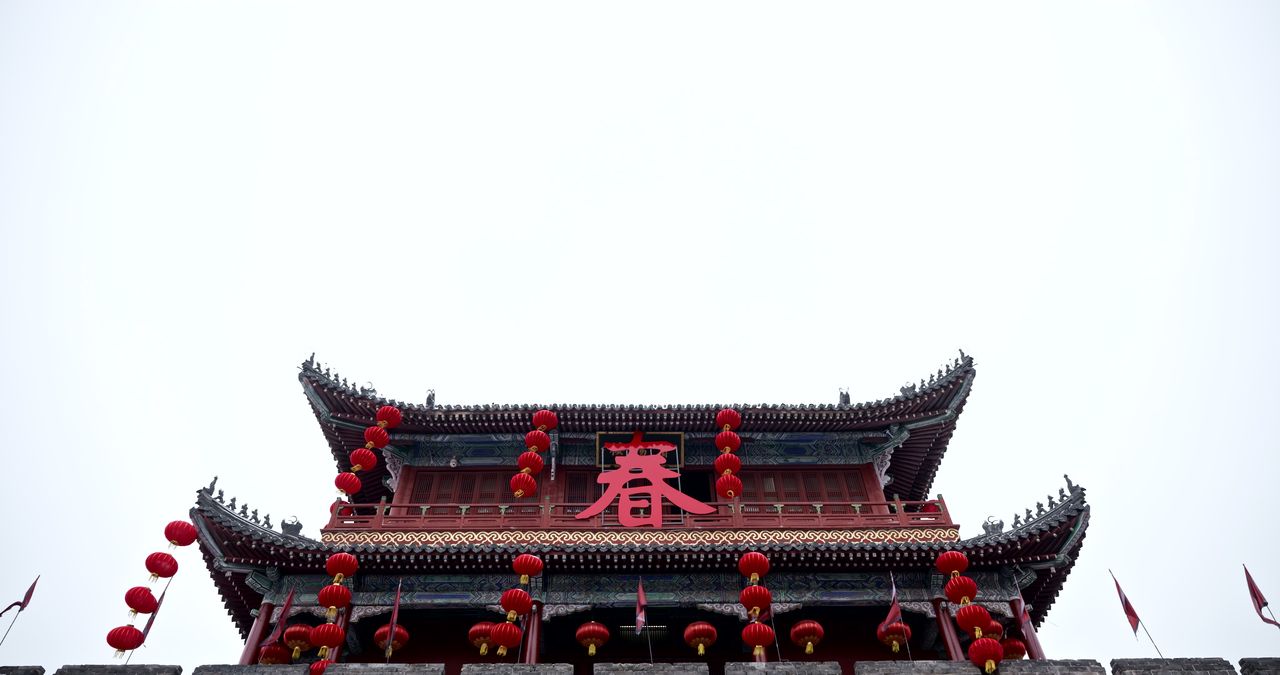 湖北荆州古城春节氛围实拍航拍视频