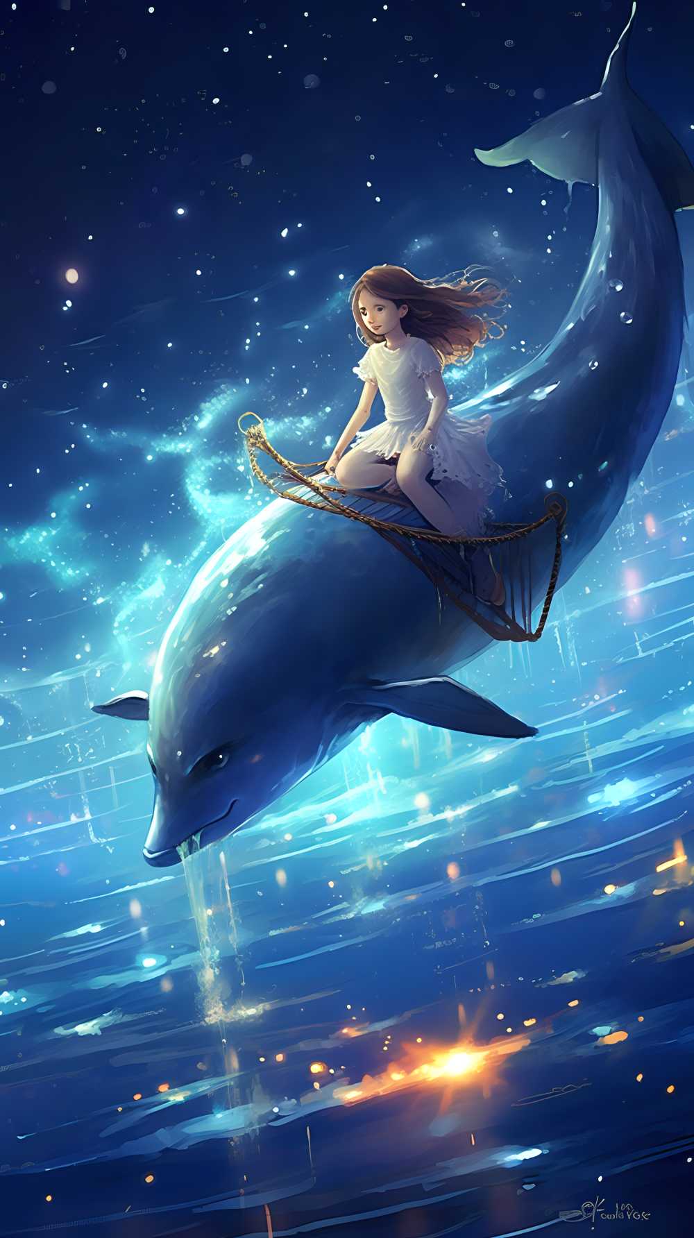 骑在海豚上的女孩，星星艺术团的风格