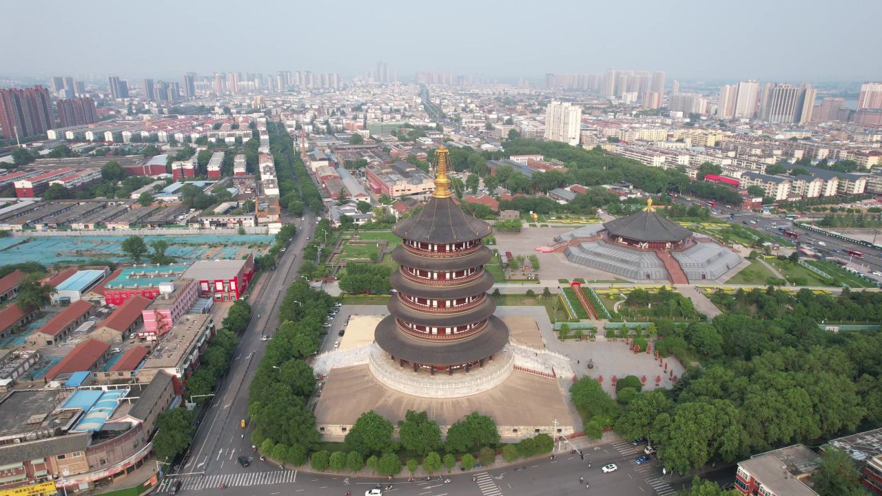 河南洛阳城市风光航拍 