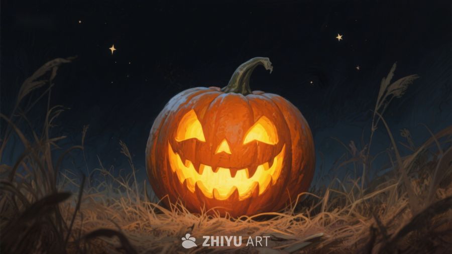 夜空下的南瓜灯