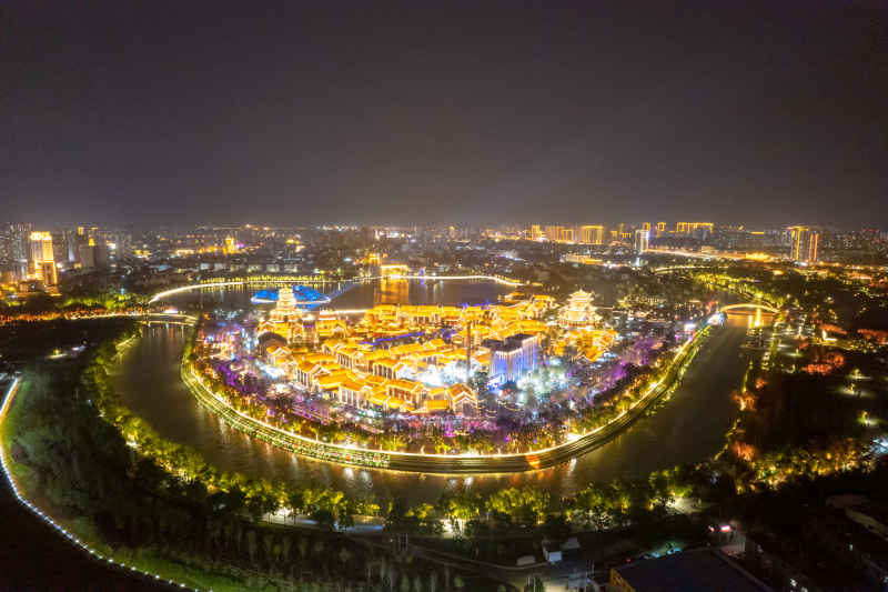 河北沧州城市风光地标建筑航拍图 