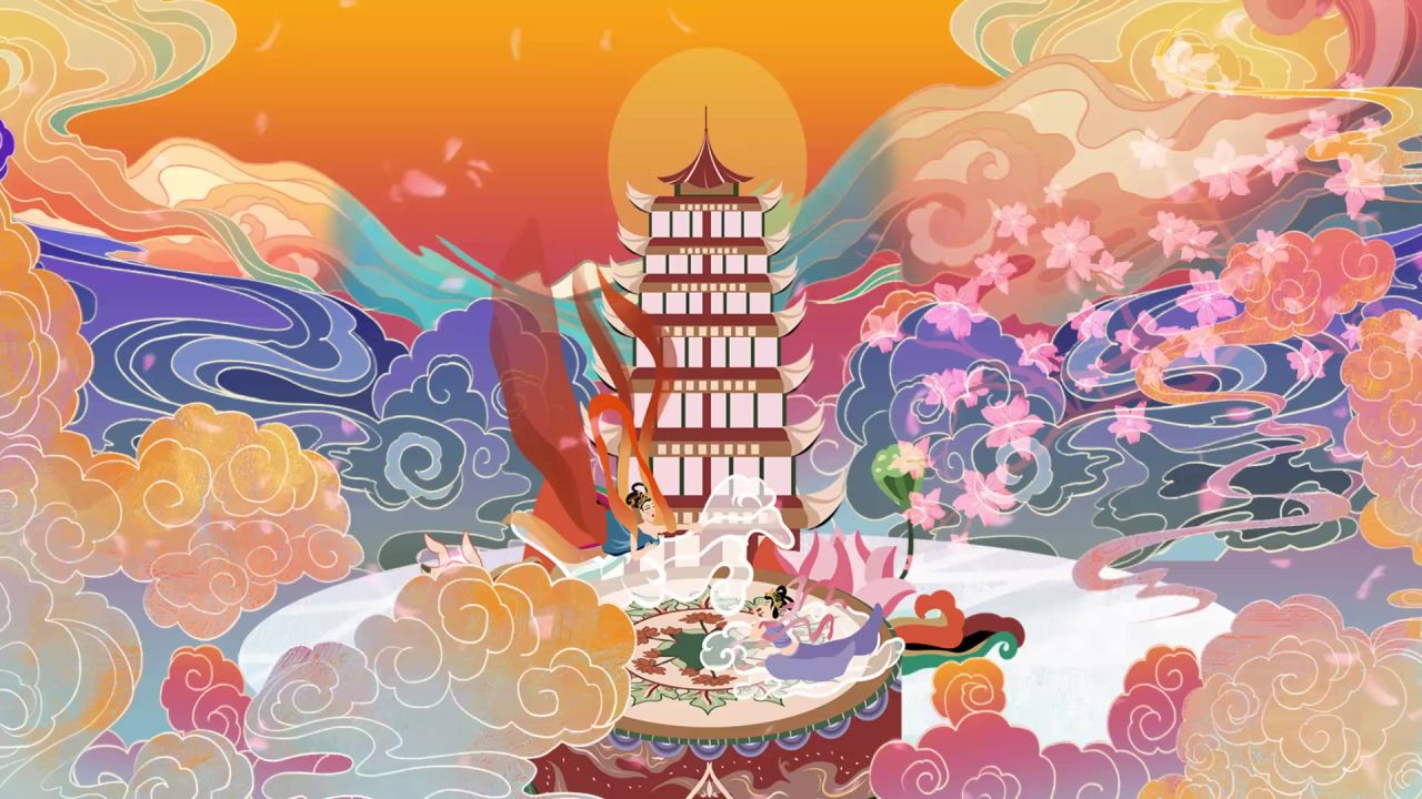 古风背景视频 中国风 意境春天 桃花 水墨 35