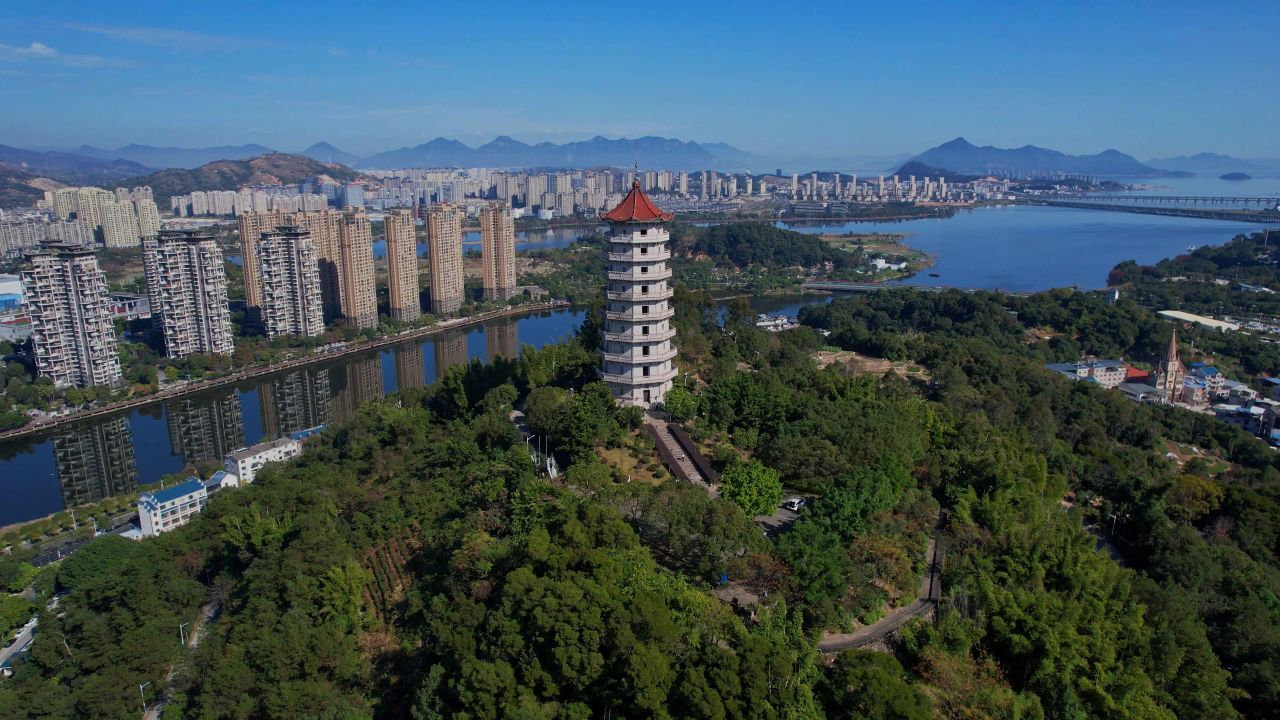 航拍宁德塔山公园景观