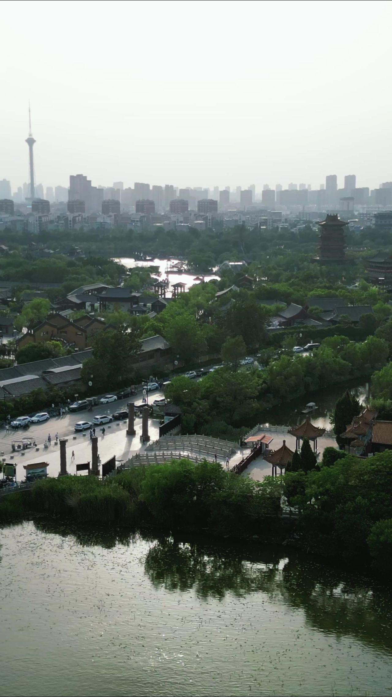 河南开封城市风光旅游景区航拍 