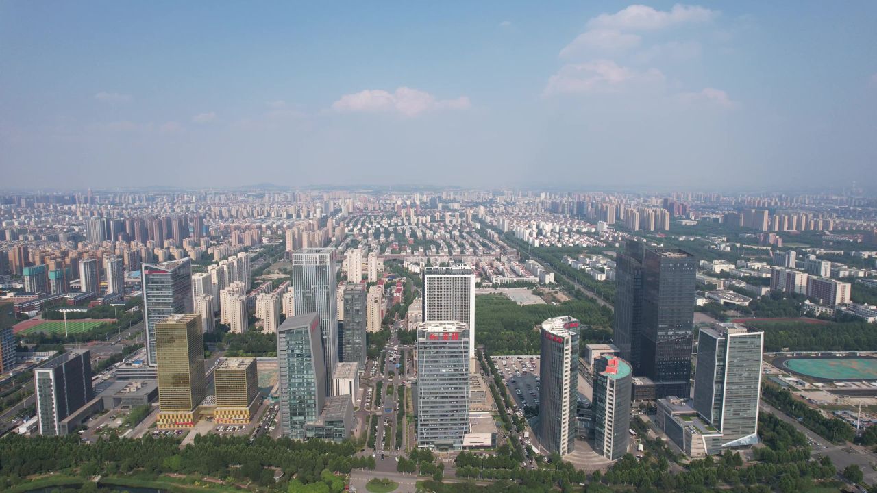 山东淄博新城金融中心CBD航拍
