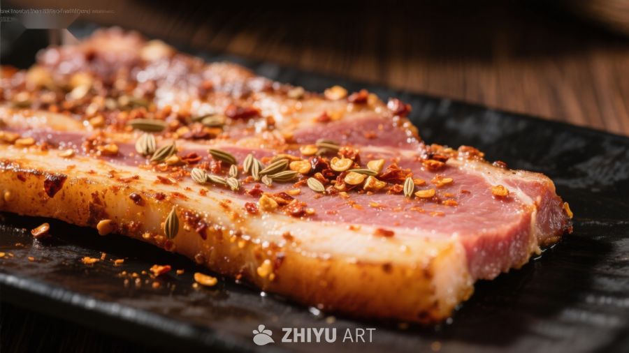 香辣腌制五花肉，诱人美味