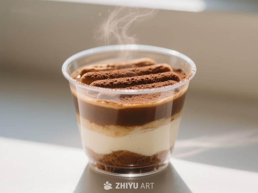 热气腾腾的提拉米苏甜点