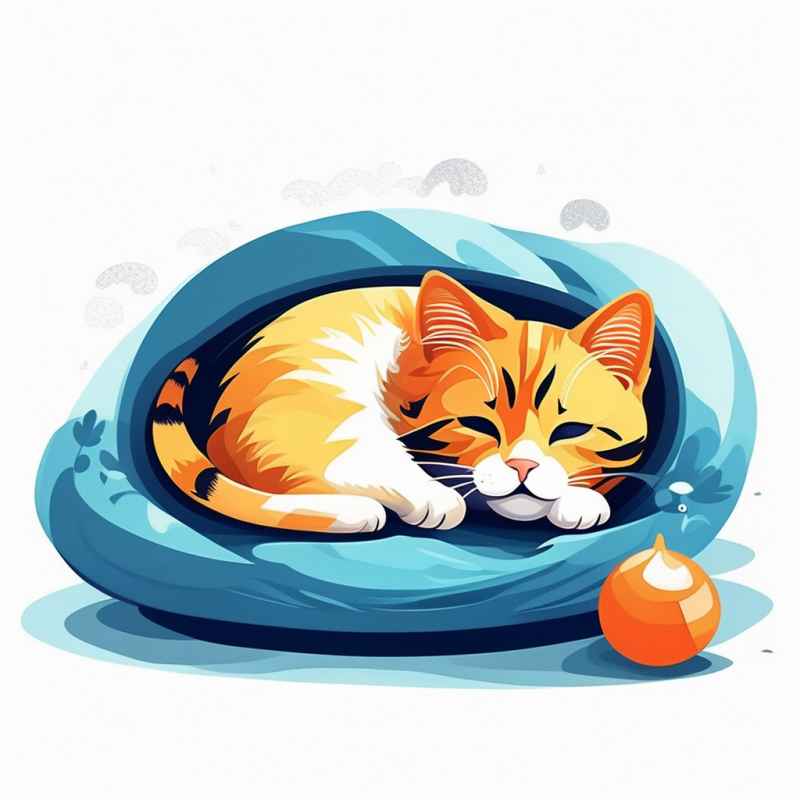 爱睡懒觉的猫咪插画元素 15