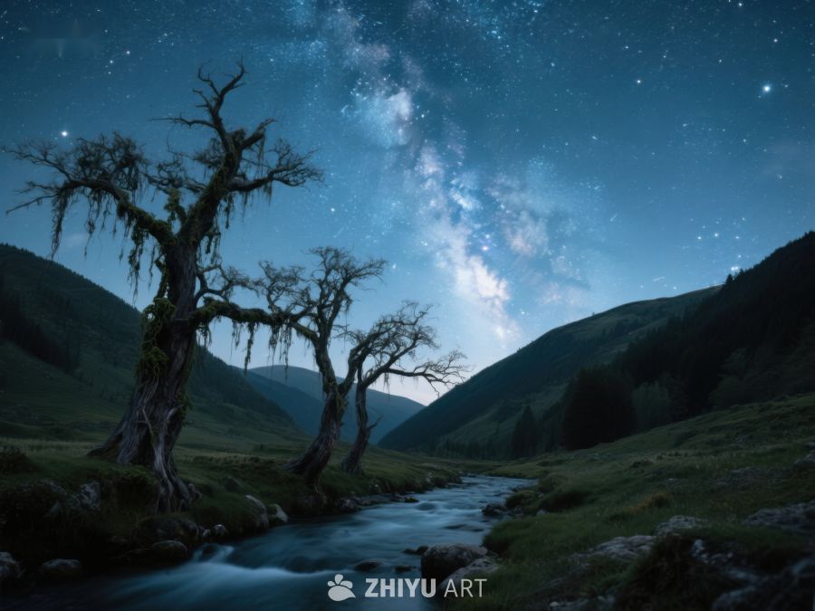 星空下的幽谷溪流 220