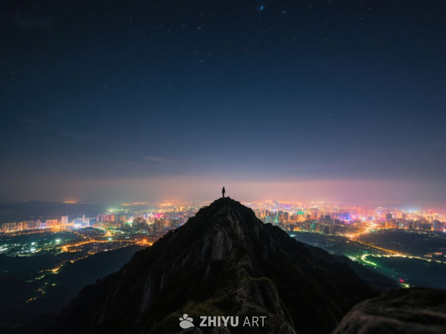 夜景山顶俯瞰城市灯火 248