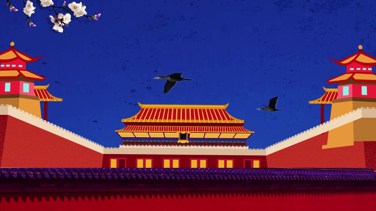 古风背景视频 中国风 意境春天 桃花 水墨 3