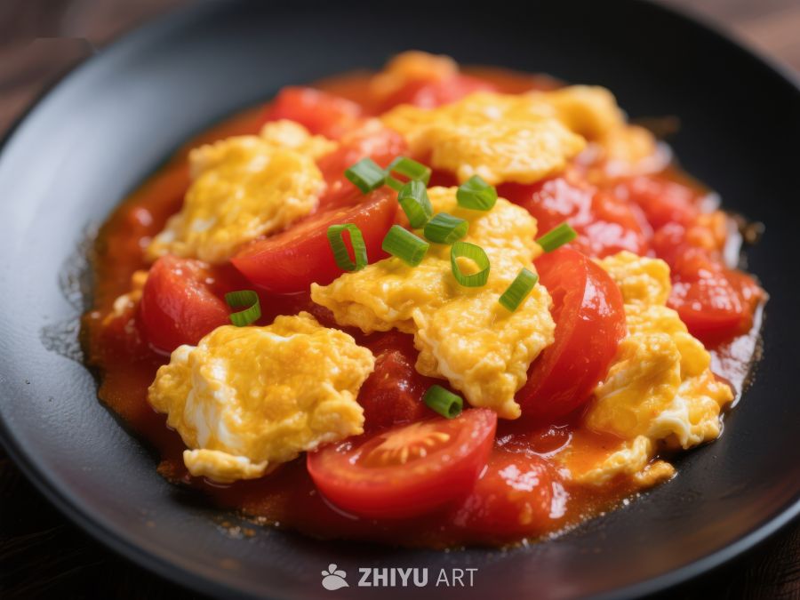 番茄炒蛋，撒上葱花的美味佳肴 121