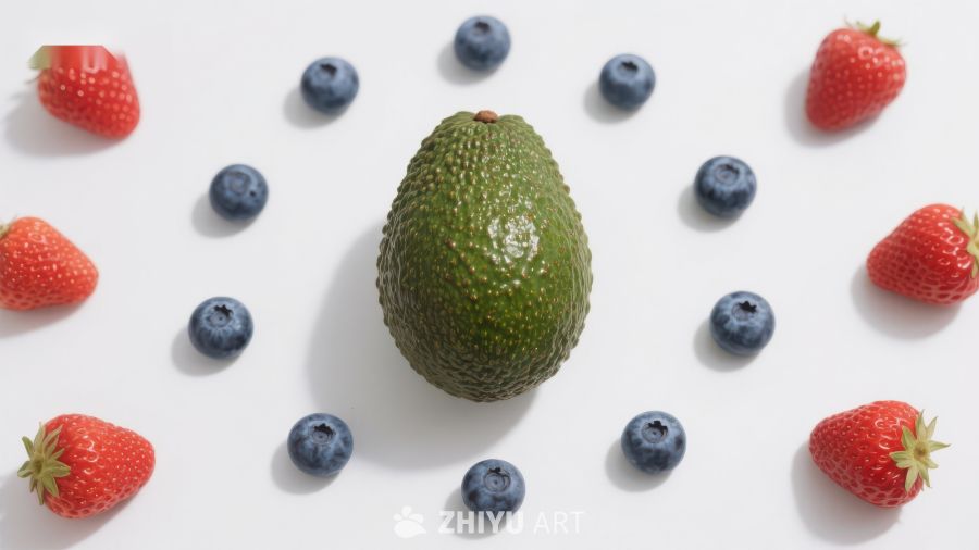 牛油果与草莓蓝莓的清新组合