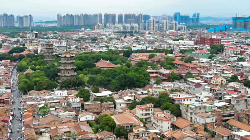 福建泉州城市风光航拍图 