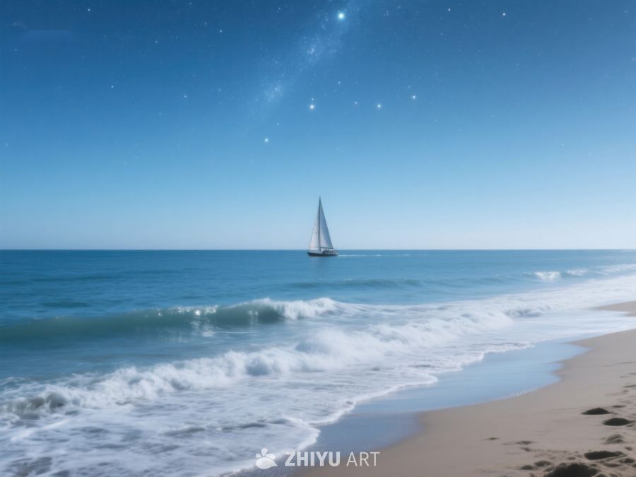 星空下的帆船与海滩 173
