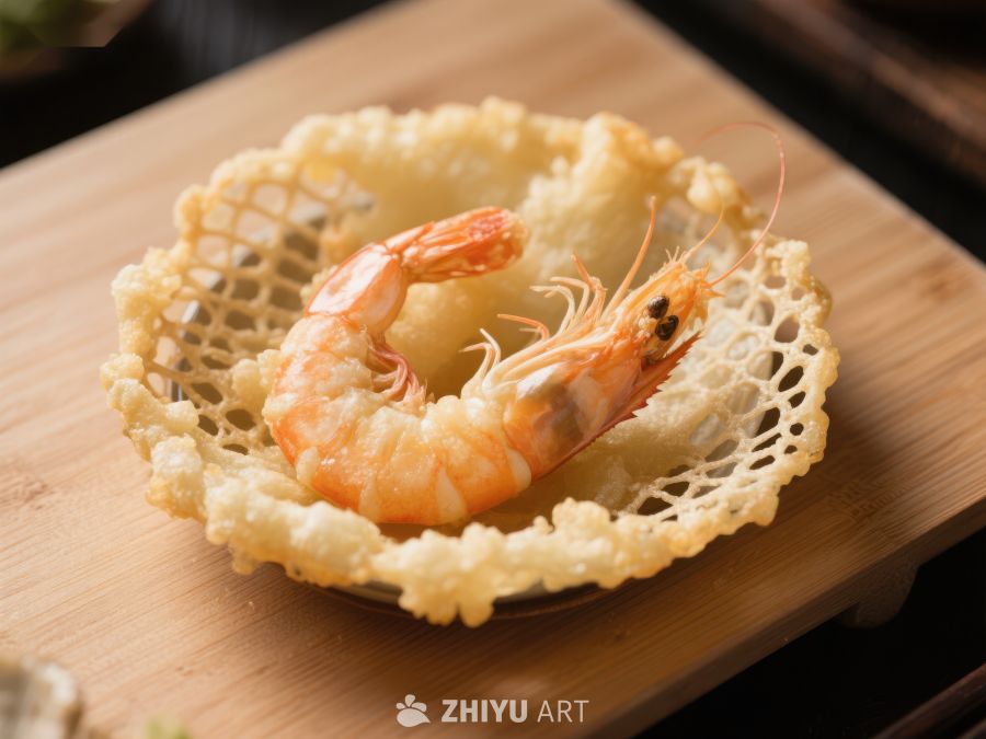 金黄虾仁配酥脆花边 262