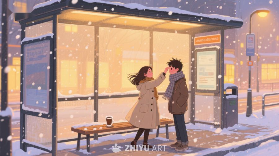 冬日公交站的温馨相遇 120
