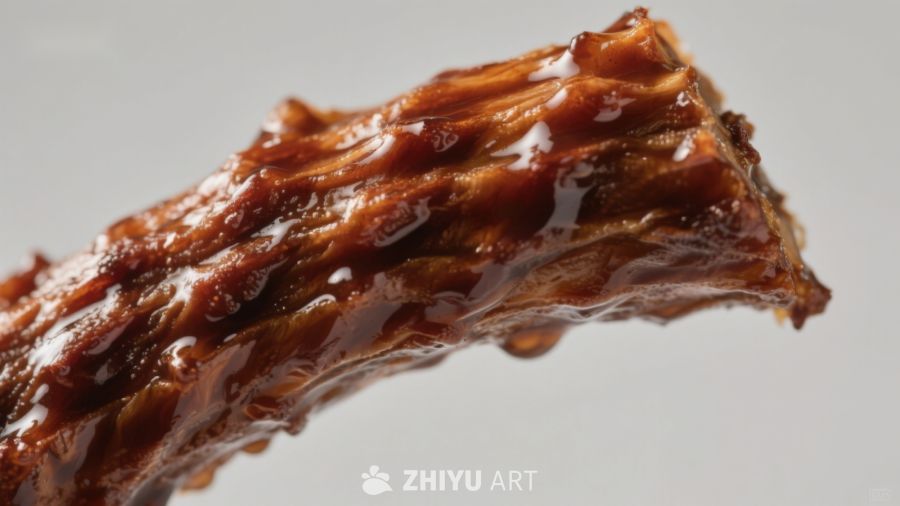 酱汁淋漓的烤肉特写