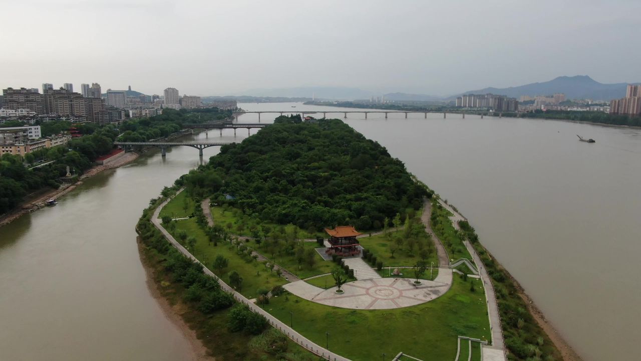 江西吉安城市风光航拍 
