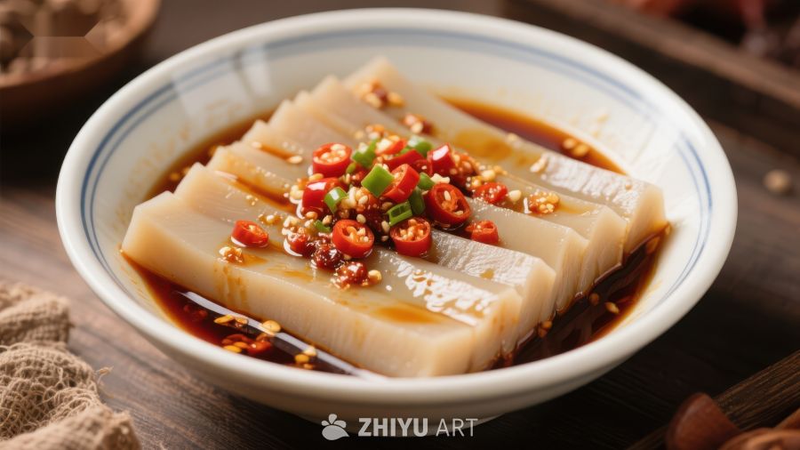 凉粉配辣椒油，美味传统小吃