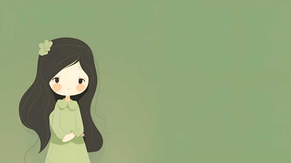 浅绿色插画女卡通背景