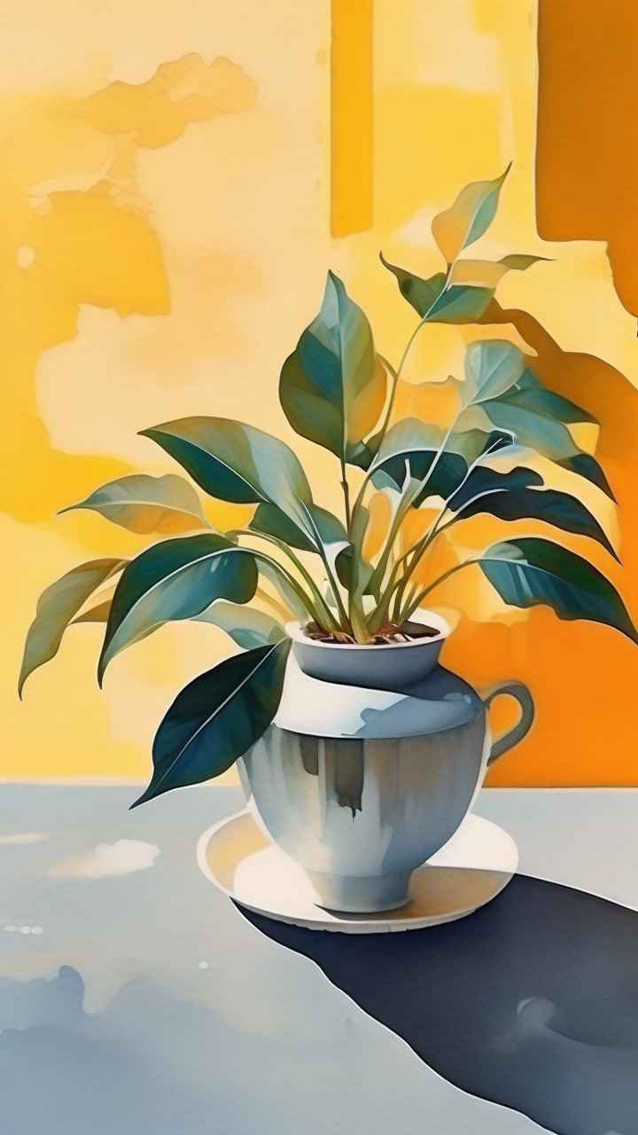 植物抽象黄色静态插画 7