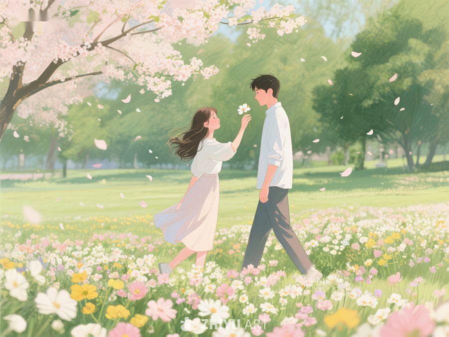 花海中漫步的恋人 326