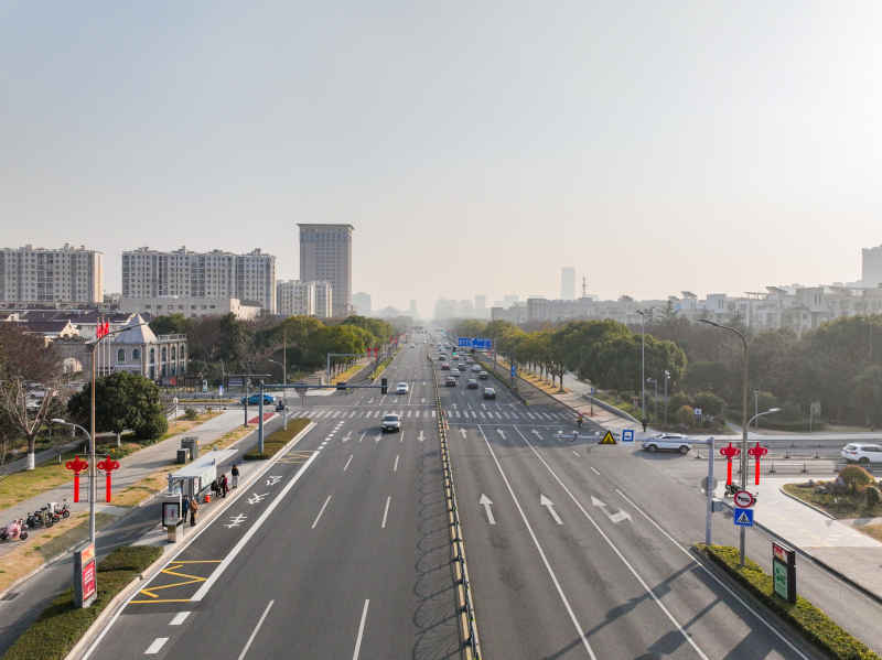 航拍昆山城镇道路风光新春氛围 49