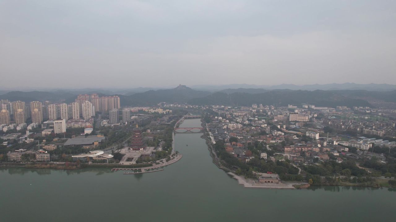 四川遂宁城市风光航拍