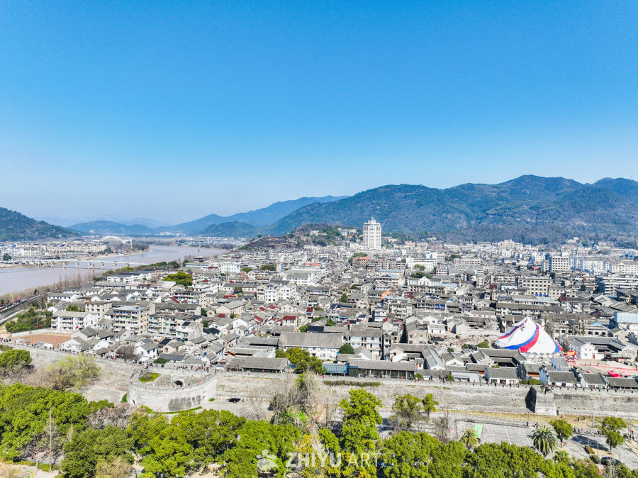 航拍浙江临海台州府城城区风光 68