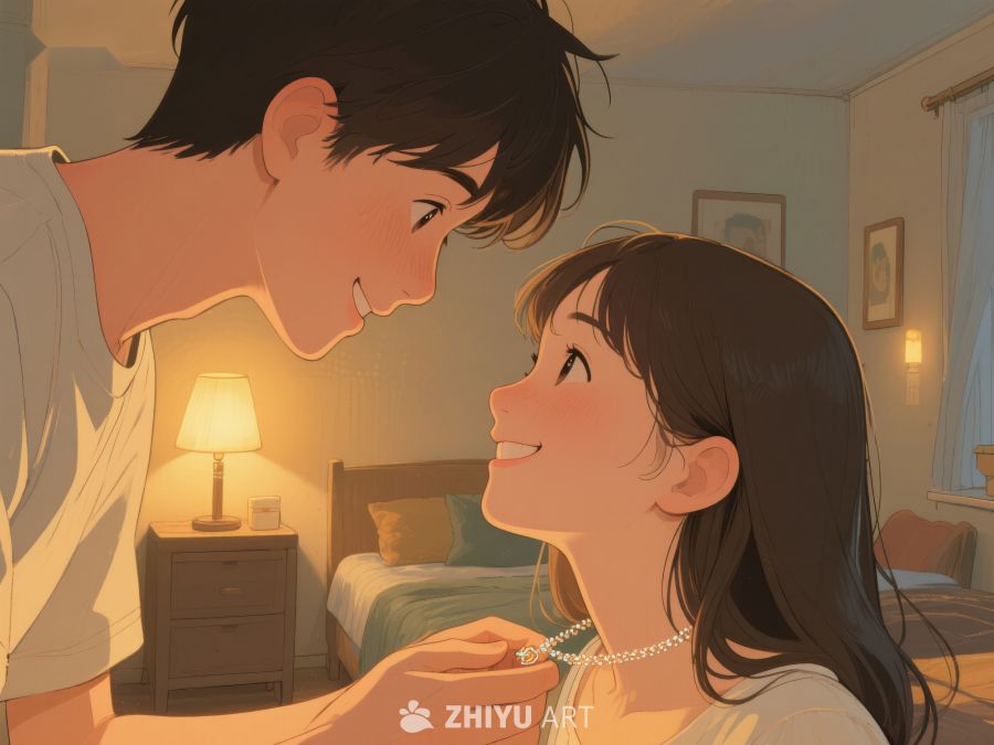 温馨室内，情侣互动瞬间 807