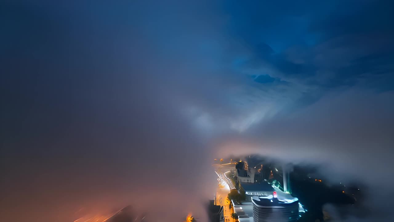 夜幕下，安卡拉的城市天际线呈现广角鸟瞰视角，天空阴